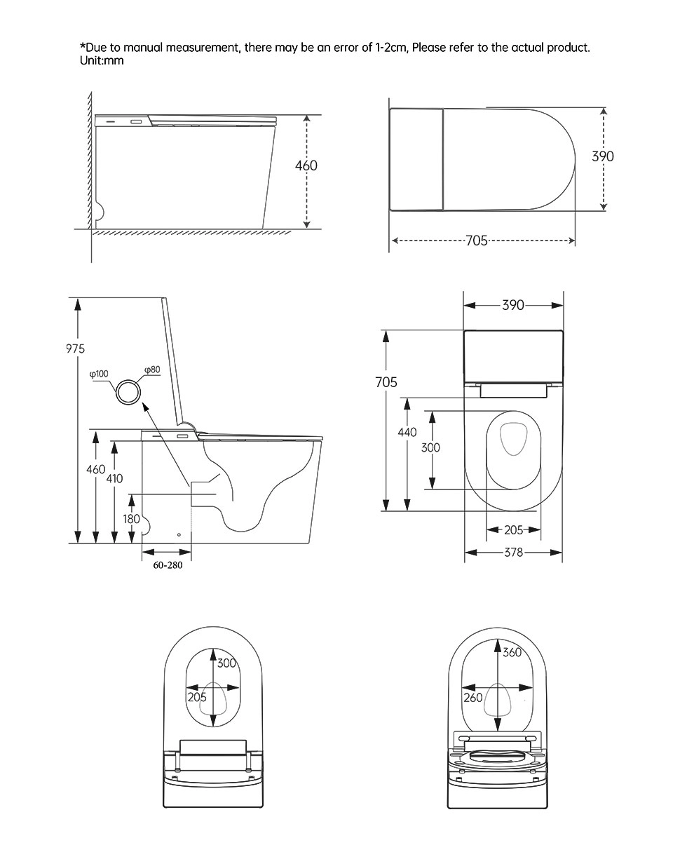 tankless smart toilet size