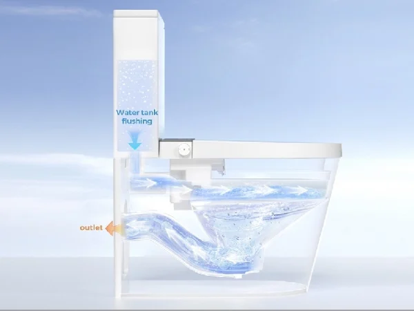 two-piece low water pressure swirl flushing