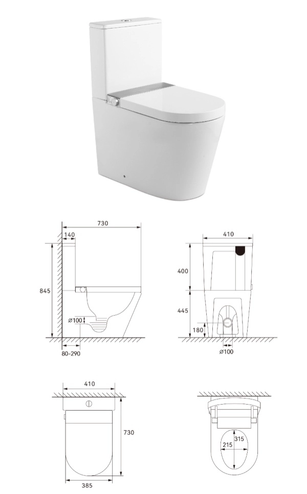two-piece smart toilet size